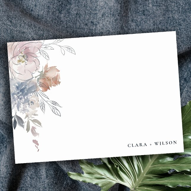 Carte De Correspondance Elégant Chic Blush Aquarelle Floral Mariage (Créateur téléchargé)