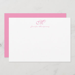 Carte De Correspondance Élégant Chic Girly Script Monogramme Ballet rose