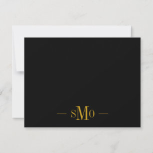 Carte De Correspondance Élégant Chic Gold Monogramme 3 Initiales Noir