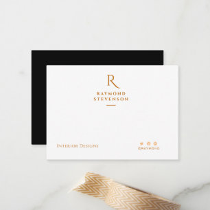 Carte De Correspondance Élégant Chic Professional Gold Monogramme