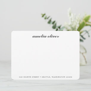 Carte De Correspondance Elegant Classic Black Script Nom Adresse personnal