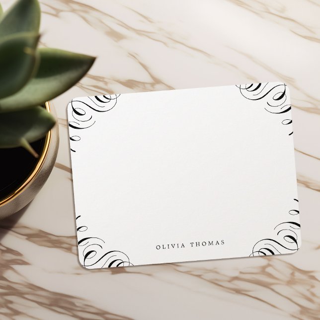Carte De Correspondance Élégant classique fleurir personnalisé Papeterie (Elegant classic flourish personalized Stationery Note Card)