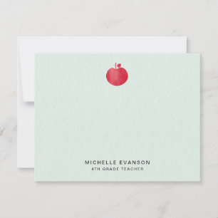 Carte De Correspondance Élégant enseignant Simple Rouge Pomme Mint Vert