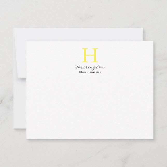 Carte De Correspondance Élégant et sophistiqué Monogramme jaune vif (Devant)