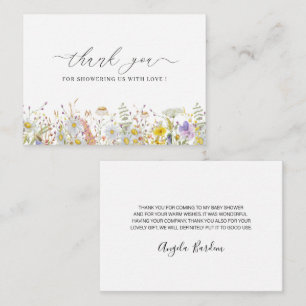Carte De Correspondance Elégant Fleur sauvage floral merci