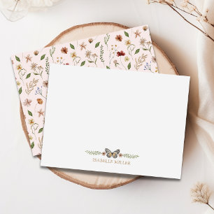 Carte De Correspondance Élégant Fleur sauvage Monogramme aquarelle Floral