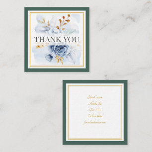 Carte De Correspondance Élégant floral bleu aquarelle et remerciement en o