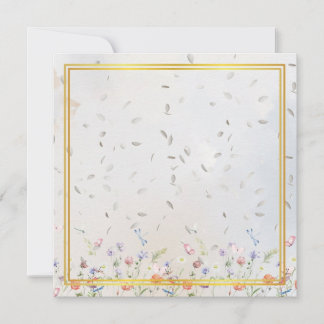 Carte De Correspondance Elegant Gold Frame Wildflower Blank Card with Whit
