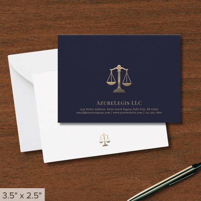 Carte De Correspondance Elegant Gold Scale Law Note Card (Créateur téléchargé)