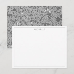Carte De Correspondance Élégant gris jasmin floral botanique vintage