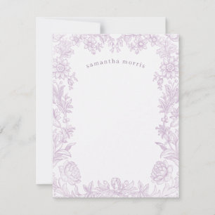 Carte De Correspondance Élégant Lavande Florale Dessinée