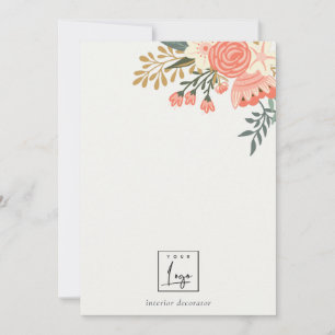Carte De Correspondance Élégant logo orange bleu vert Ambrosia floral