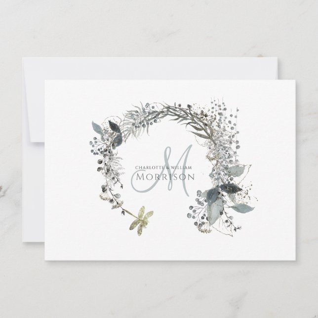 Carte De Correspondance Élégant Mariage bleu Dusty (Devant)