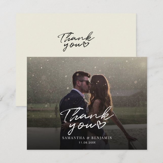 Carte De Correspondance Élégant Mariage de script photo (Devant / Derrière)