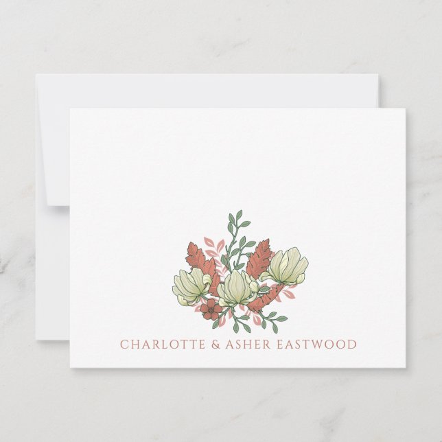Carte De Correspondance Élégant Mariage Floral Couple (Devant)