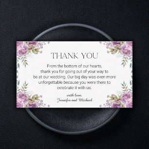 Carte De Correspondance élégant mariage moderne violet fleuri merci