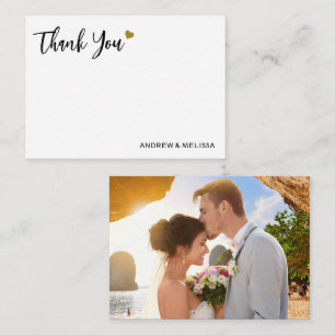 Carte De Correspondance Élégant Mariage noir et or Merci photo