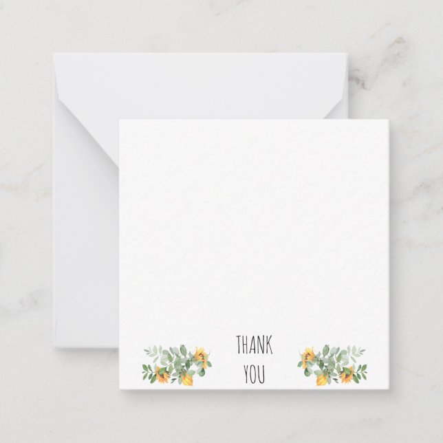Carte De Correspondance Élégant Merci blanc tournesol (Devant)
