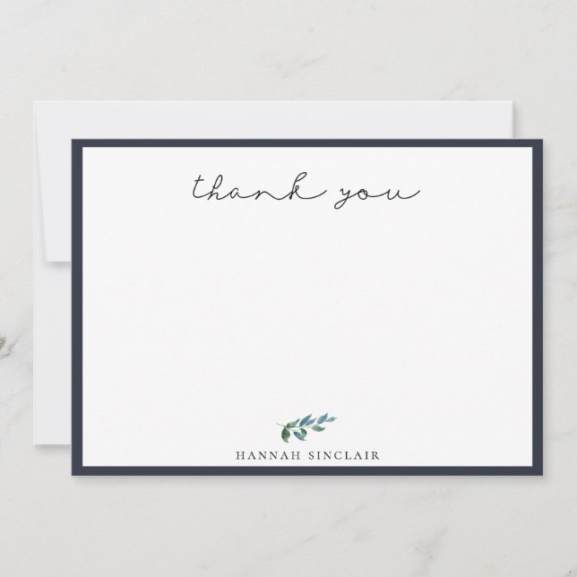 Carte De Correspondance Élégant Merci bleu marine (Devant)