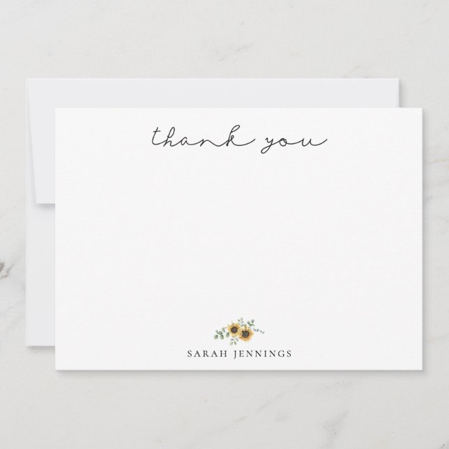 Carte De Correspondance Elégant Merci de tournesol Eucalyptus (Devant)