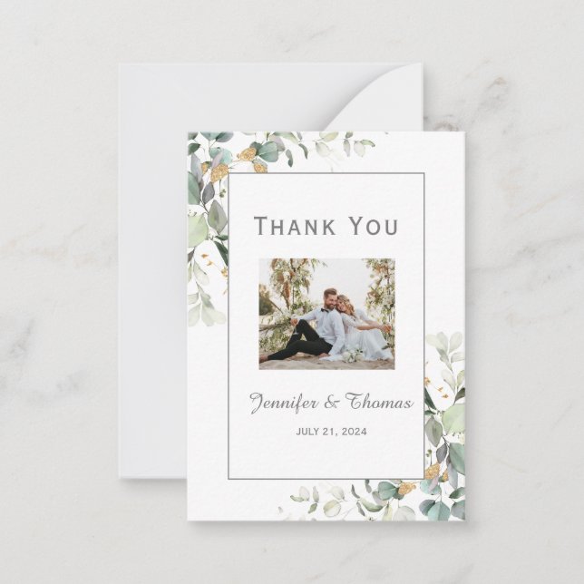 Carte De Correspondance Elégant Merci végétal Eucalyptus Botanique (Devant)