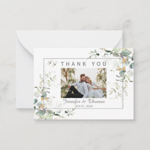 Carte De Correspondance Elégant Merci végétal Eucalyptus Botanique