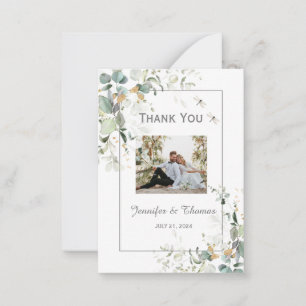 Carte De Correspondance Elégant Merci végétal Eucalyptus Botanique
