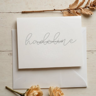 Carte De Correspondance Élégant minimaliste Argent Monogramme Nom du scrip