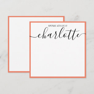 Carte De Correspondance Élégant minimaliste bandes de corail noir Nom du s