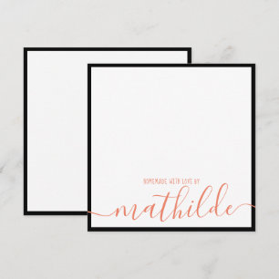 Carte De Correspondance Élégant minimaliste Bordure noire Corail Nom du sc