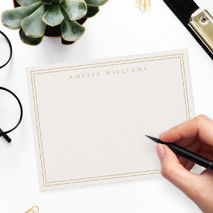 Carte De Correspondance Élégant minimaliste d'or ivoire deux frontières