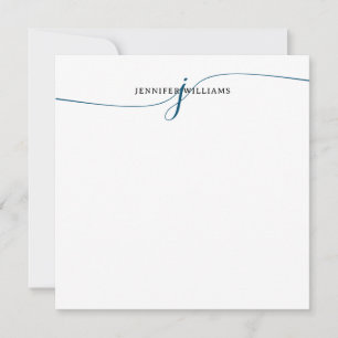 Carte De Correspondance Élégant minimaliste marine Monogramme de script bl