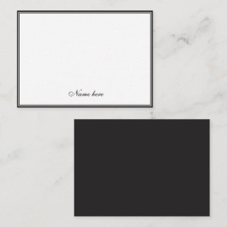 Carte De Correspondance Élégant minimaliste noir & blanc à double bordure
