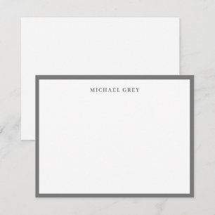 Carte De Correspondance Élégant minimaliste Nom gris Bordure Plat