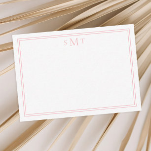 Carte De Correspondance Élégant minimaliste rose trois lettres Monogramme