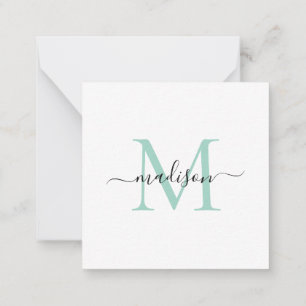 Carte De Correspondance Élégant Moderne Monogramme Feminine Script Mint Gr
