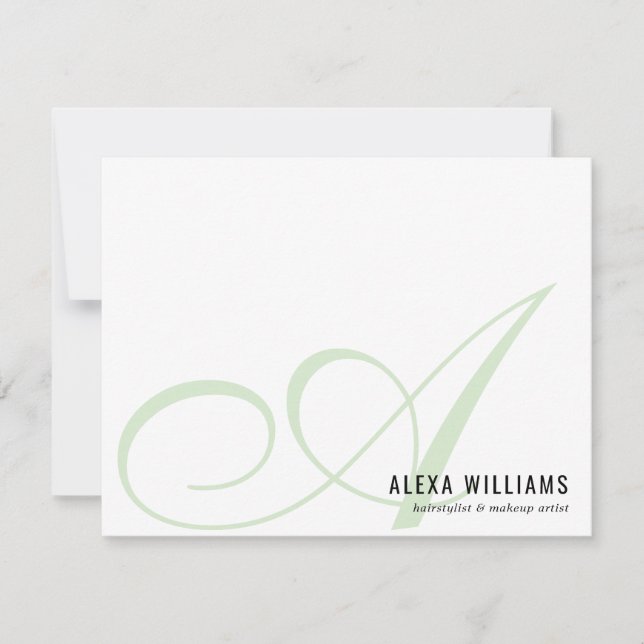 Carte De Correspondance Élégant Monogram Mint Green Simple Business (Devant)