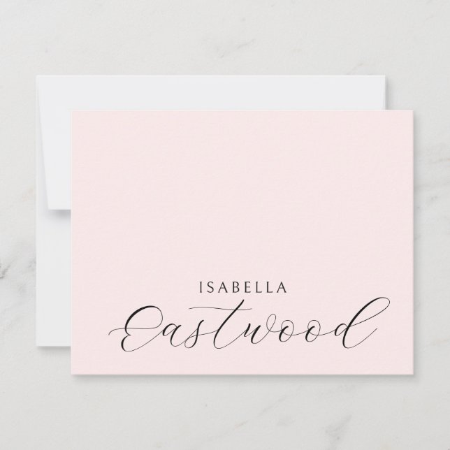 Carte De Correspondance Elegant Monogram Script Blush Pink (Devant)