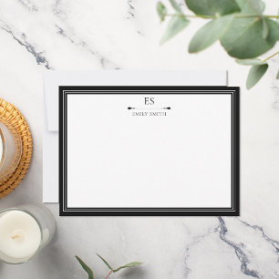 Carte De Correspondance Élégant monogramme de bordure noire