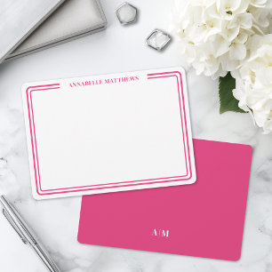 Carte De Correspondance Élégant Monogramme de Nom Minimaliste Rose Deux Bo