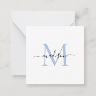Carte De Correspondance Élégant Monogramme féminin moderne Script Dusty Bl