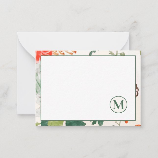 Carte De Correspondance Élégant Monogramme Floral (Devant)