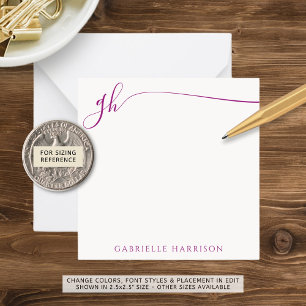 Carte De Correspondance Élégant Monogramme Initiales Pink Script