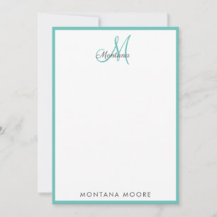 Carte De Correspondance Élégant Monogramme Moderne Simple Fille Note Turqu