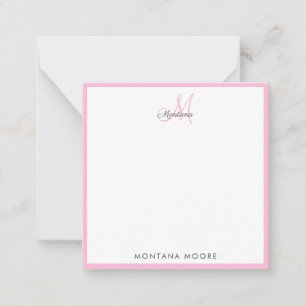 Carte De Correspondance Élégant Monogramme Moderne Simple Fille Rose
