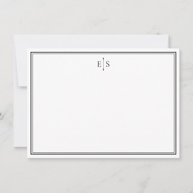 Carte De Correspondance Élégant Monogramme noir et blanc chic (Devant)