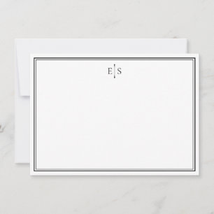 Carte De Correspondance Élégant Monogramme noir et blanc chic