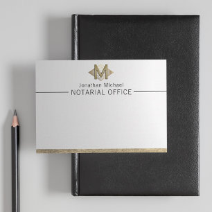 Carte De Correspondance Élégant Monogramme personnalisé blanc et or