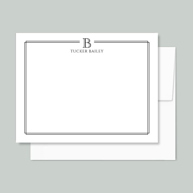 Carte De Correspondance Élégant Monogramme professionnel initial noir blan (Créateur téléchargé)