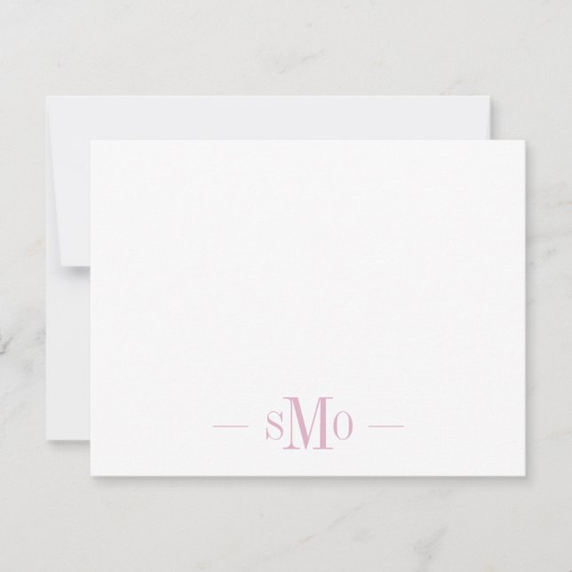 Carte De Correspondance Élégant Monogramme rose chic 3 Initiales (Devant)